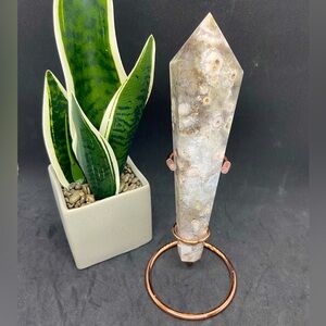 Extra Large black flower agate wand